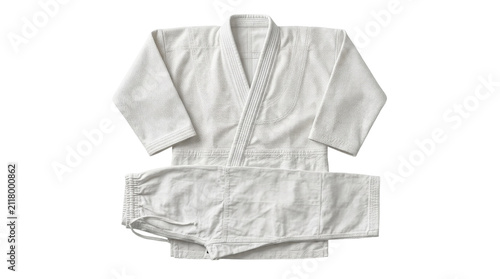 Принти на полотні Traditional white martial arts uniform on black background