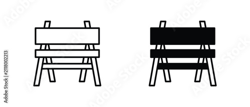 Quadro su tela Minimal line and solid style construction barrier icon for roadwork, warning signs, temporary blockades, and safety UI design