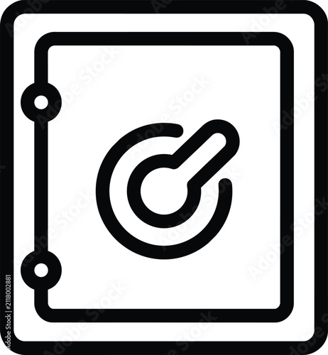 Electrical Control Box and Security Safe Vault Vector Line Icon