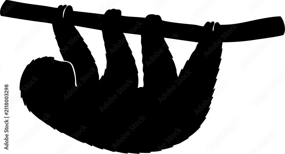 Fototapeta premium Hanging Sloth Silhouette Vect...