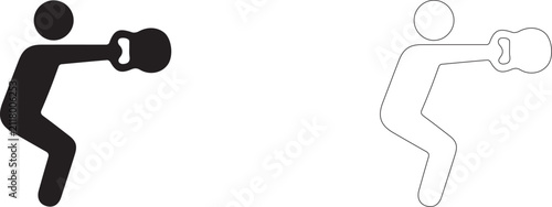 Quadro su tela Kettlebell swing exercise vector icon filled and outline, functional training and cardio endurance symbol