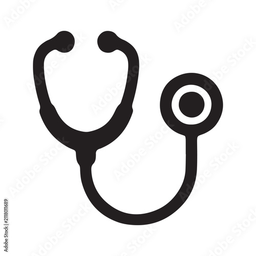 Professional medical stethoscope icon for diagnostics and physical examination by doctors or physicians