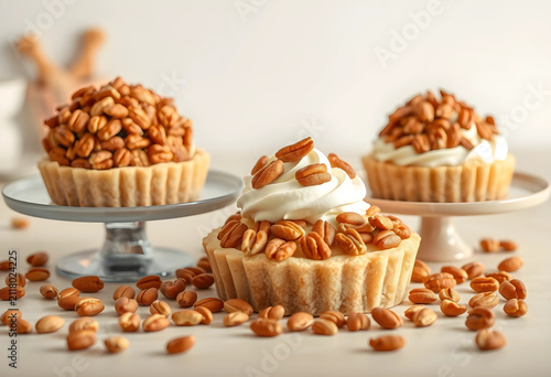 Three pecan tarts with whip...
