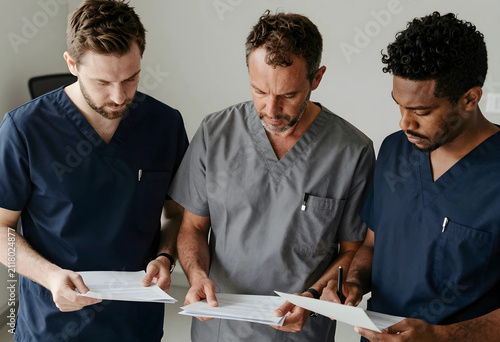 Diverse group of male medic...