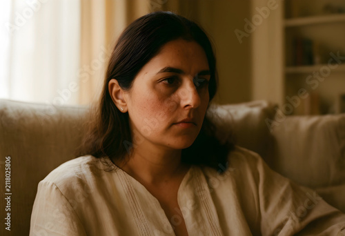 Young adult woman with dark...