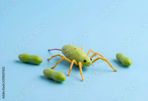 Green insect toy with yello...