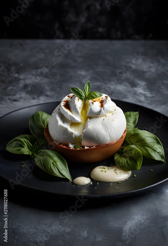 Fresh burrata cheese with c...