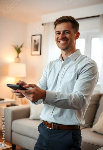 Smiling young man using a s...