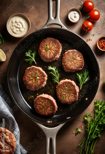 Five pan-fried fish cakes c...