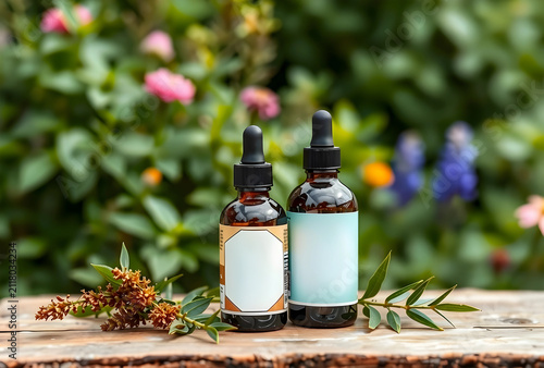 Two amber dropper bottles w...