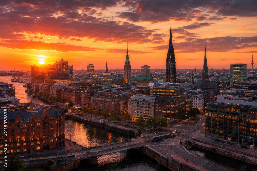 Obraz premium Hamburg , Germany Sunrise