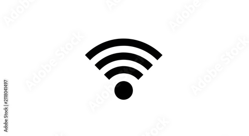 Minimalist black wifi icon on white background, wireless network signal symbol, internet connectivity and digital communication sign