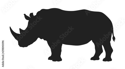Canvas Print Rhino Silhouette Against A White Background african