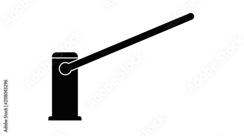 Parking Barrier Silhouette On White Background Minimalist Design