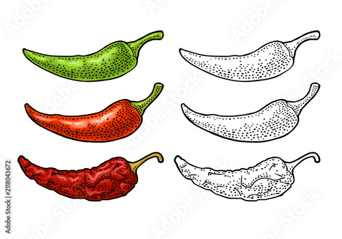 Картината върху платно Three type whole pepper chili