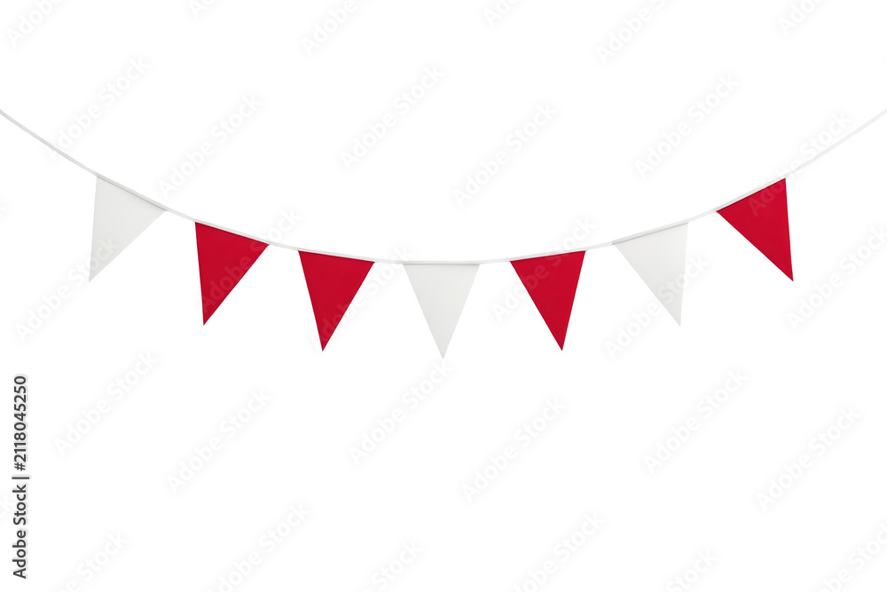 Fototapeta premium Red and white triangular event bunting