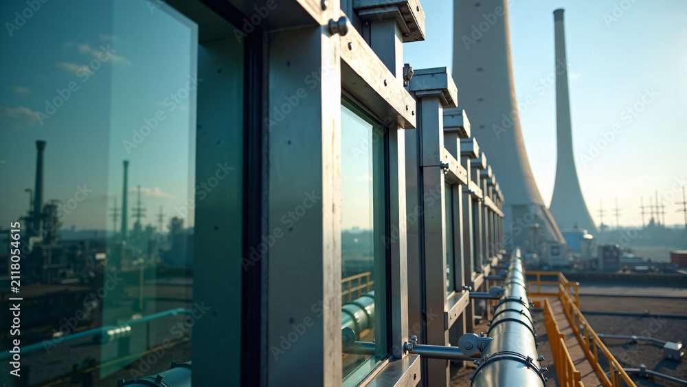 Naklejka premium Carbon Capture Unit at Power Plant for Environmental Solutions