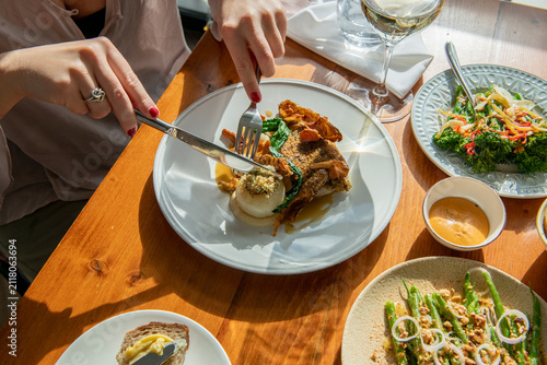 Delicious Dining Experience Featuring a Gourmet Meal and Elegant Table Setting