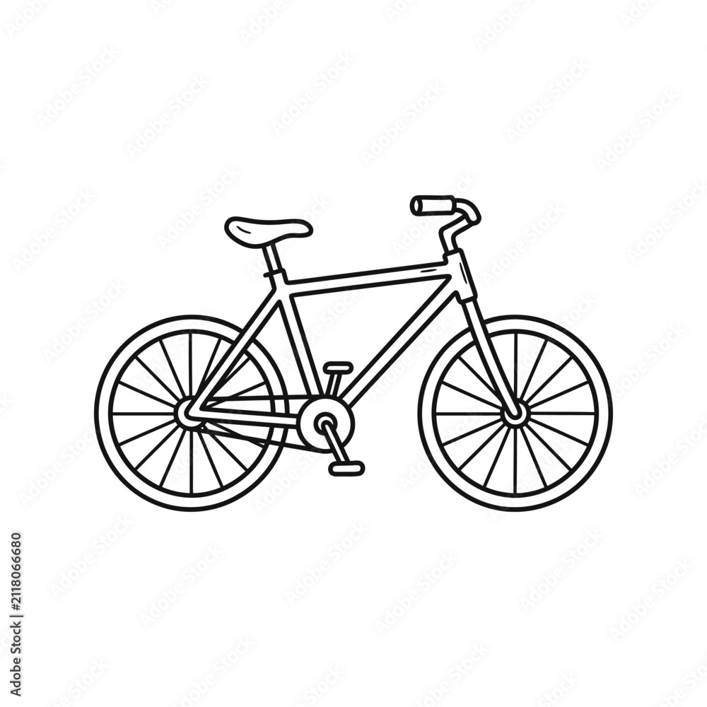Fototapeta premium Thin line road bike graphic.