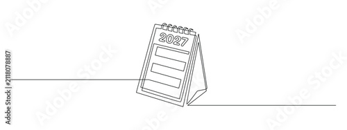 Fotografie Loose-leaf calendar 2027 in one continuous line drawing