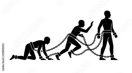 Conceptual illustration of people trapped by chains and bondage