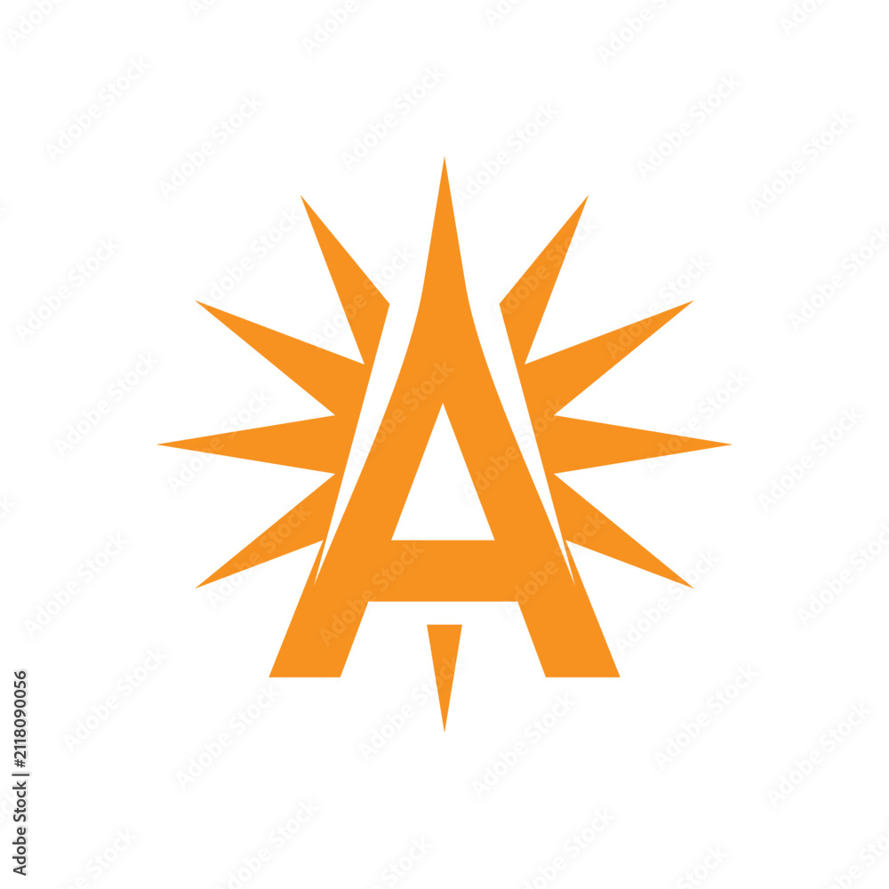 Fototapeta premium Letter A Sun Simple Logo Icon Vector