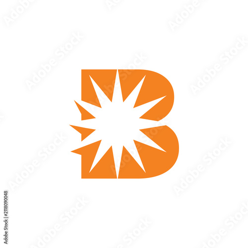 Letter B Sun Solar Negative Space Simple Logo Icon Vector