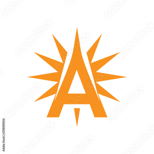 Letter A Sun Simple Logo Icon Vector