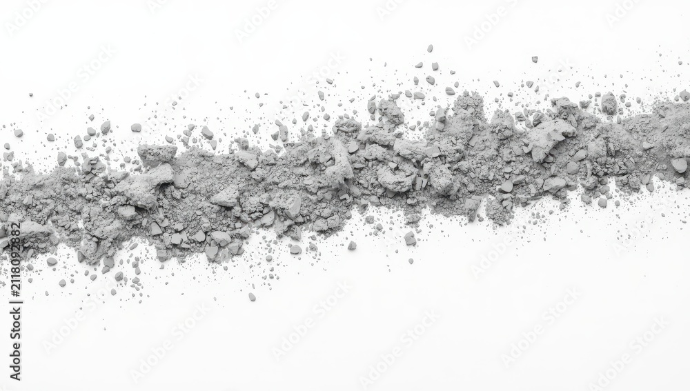 Obraz premium Gray cement dust on a white surface.