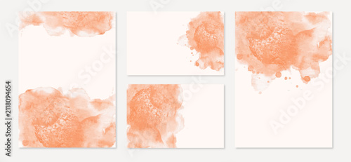 multipurpose card set abstract orange watercolor background