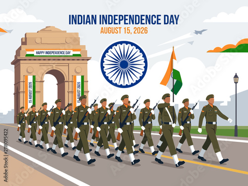 Indian Independence Day Parade: Soldiers March at India Gate