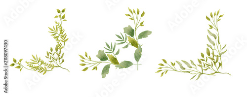 Delicate Green Sprig Trio Watercolor