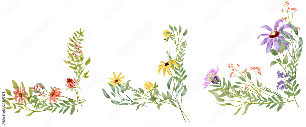 Obraz premium Colorful Spring Floral Border on Transparent Background