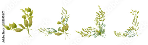 Delicate Green Sprigs Watercolor Arrangement
