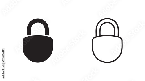 black silhouette and outline art vector icon of a lock symbolizing data security