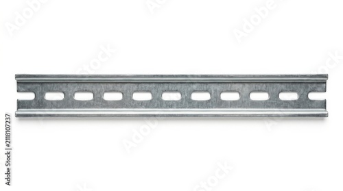 Perforated metal din rail for industrial electrical component mounting with perforated, industrial