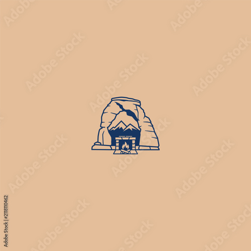 Mountain gate logo icon design template vector illustration