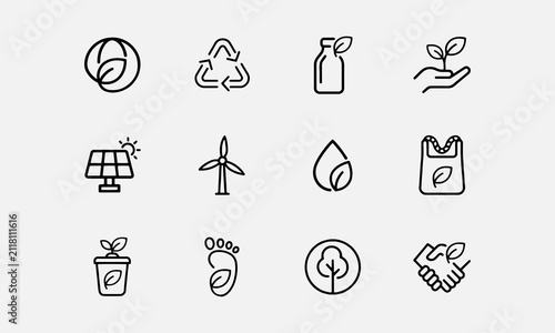 фотографія Editable eco-friendly business and green marketing line icon set for sustainable branding