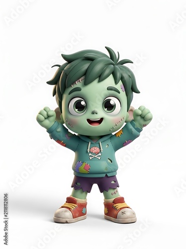 A Cute Chibi Character Making a Victory Pose for a Happy Halloween Event