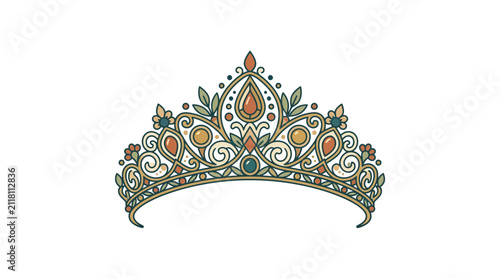 Ornate jeweled royal tiara crown illustration.