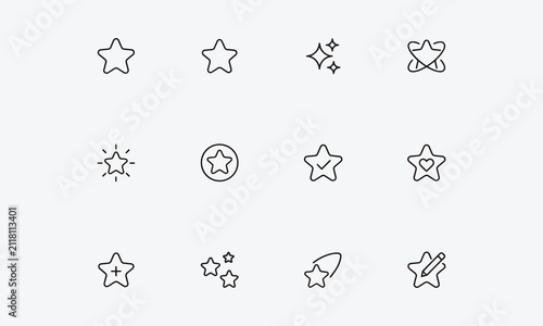 Editable Star Outline Icons Collection Clean Line Vector Symbols for Creative Design