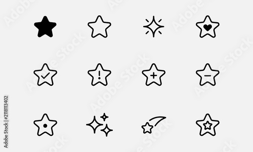 Editable Star Outline Icons Collection Clean Line Vector Symbols for Creative Design