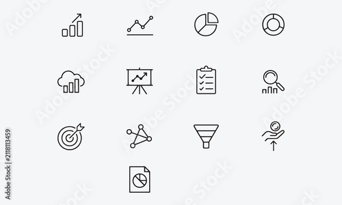 Statistics line editable icon set. 
