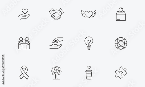 Altruism line editable icon set.