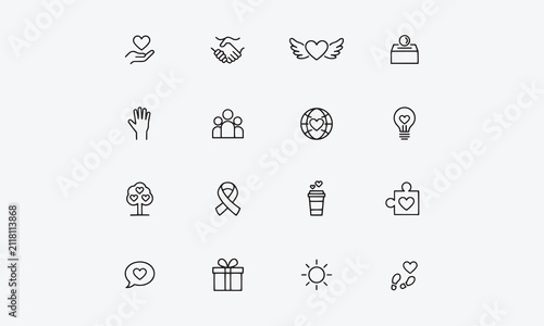 Altruism line editable icon set.