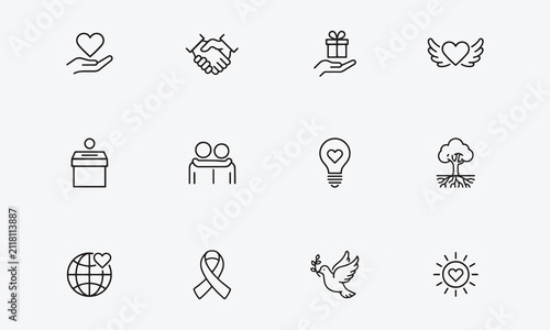 Altruism line editable icon set.