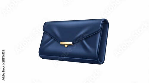 Elegant blue 3D clutch handbag vector illustration isolated on white background luxury fashion accessory