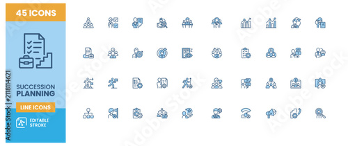 Foto Comprehensive collection of forty-five succession planning icons for corporate management tasks
