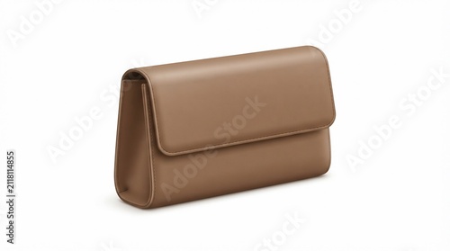 Elegant brown velvet evening clutch purse isolated on white background