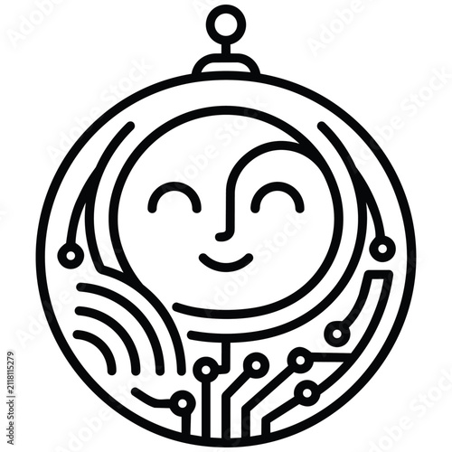 Smiling Circuit Board Icon Embraces Future of Technology